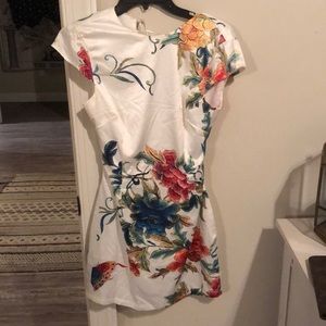 Super Down elegant flower print satin mini dress